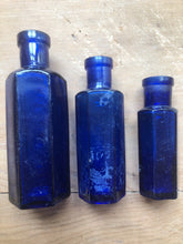 Load image into Gallery viewer, 1900&#39;s Blue Ribbed Apothecary/Medicine Bottles