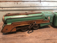 Load image into Gallery viewer, Vintage Hafner Wind Up, Tin Train &amp; Track - Green/Copper