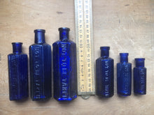 Load image into Gallery viewer, 1900&#39;s Blue Ribbed Apothecary/Medicine Bottles