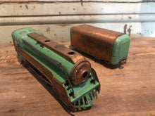 Load image into Gallery viewer, Vintage Hafner Wind Up, Tin Train &amp; Track - Green/Copper