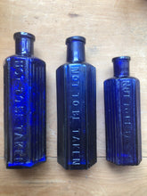 Load image into Gallery viewer, 1900&#39;s Blue Ribbed Apothecary/Medicine Bottles