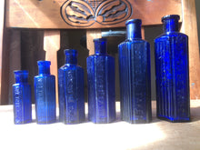 Load image into Gallery viewer, 1900&#39;s Blue Ribbed Apothecary/Medicine Bottles