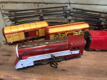 Load image into Gallery viewer, 1930&#39;s - 1010 Hafner Tin - Wind Up Train Set, Red/Yellow