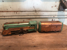 Load image into Gallery viewer, Vintage Hafner Wind Up, Tin Train &amp; Track - Green/Copper